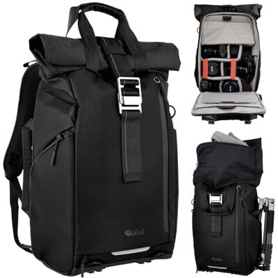 Rollei Fotoliner Ocean Rolltop Kamerarucksack Wasserdicht Fotorucksack Groß Kamera Rucksack mit Laptopfach Stativhalter für DSLR SLR Kameras Schwarz 20L Kamerarucksack-Fotorucksack-Kamera-Rucksack Rollei Fotoliner Ocean Rolltop Kamerarucksack Wasserdicht Fotorucksack Groß Kamera Rucksack mit Laptopfach Stativhalter für DSLR SLR Kameras Schwarz 20L Kamerarucksack-Fotorucksack-Kamera-Rucksack
