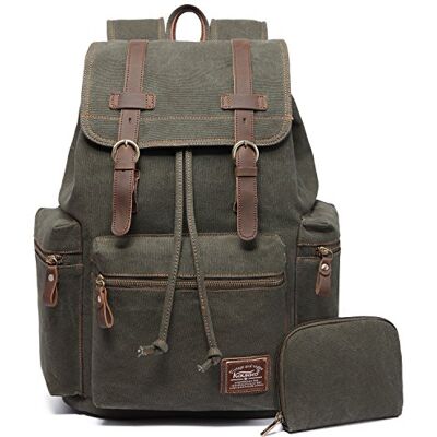 KAUKKO Vintage Canvas Rucksack Herren Damen Retro Elegant Rucksack Outdoor Reisen Wandern Große Kapazität 05-Grün One Size Daypack Rucksack, 05-Grün, Taille unique, Daypack Rucksack KAUKKO Vintage Canvas Rucksack Herren Damen Retro Elegant Rucksack Outdoor Reisen Wandern Große Kapazität 05-Grün One Size Daypack Rucksack, 05-Grün, Taille unique, Daypack Rucksack
