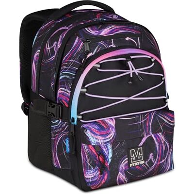 Mitama Schulrucksack für Schule, Oberstufe, #BDBF VioletSpirit, drei Fächer, Extra Stauraum, Mädchen und Jungen, Trinkflaschenfach und Laptopfach, gepolstertes Rückenteil, blau Mitama Schulrucksack für Schule, Oberstufe, #BDBF VioletSpirit, drei Fächer, Extra Stauraum, Mädchen und Jungen, Trinkflaschenfach und Laptopfach, gepolstertes Rückenteil, blau