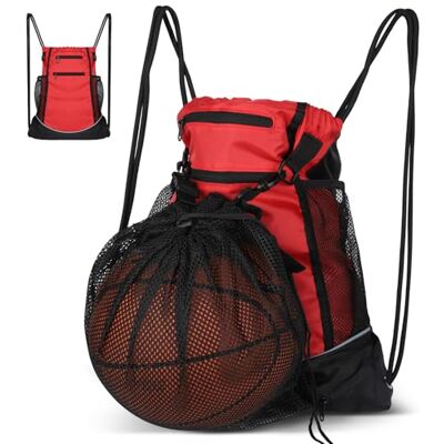 Cozary Fußballtasche mit Abnehmbarem Netztasche, Sportrucksack Herren Kinder mit Kordelzugtasche, Turnbeutel Rot, Basketball Rucksack Vielseitiger Sportbeutel mit Zugband für Gym Outdoor Schule Cozary Fußballtasche mit Abnehmbarem Netztasche, Sportrucksack Herren Kinder mit Kordelzugtasche, Turnbeutel Rot, Basketball Rucksack Vielseitiger Sportbeutel mit Zugband für Gym Outdoor Schule