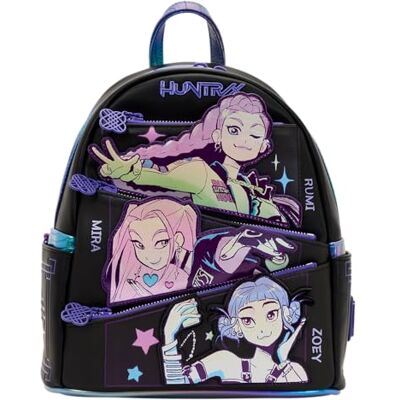 Loungefly KPop Demon Hunters HUNTR/X Mini Rucksack mit Fotokarten-Anhänger Loungefly KPop Demon Hunters HUNTR/X Mini Rucksack mit Fotokarten-Anhänger