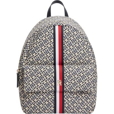 Tommy Hilfiger Damen Rucksack Jacquard mit Außentasche, Blau (Space Blue), Einheitsgröße Tommy Hilfiger Damen Rucksack Jacquard mit Außentasche, Blau (Space Blue), Einheitsgröße