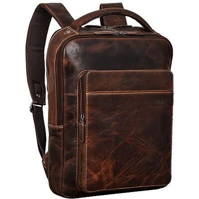 STILORD 'Nicky' Laptoprucksack 13 Zoll Leder Mittel-Groß Damen Herren Lederrucksack Vintage Rucksack Business Handgepäck Reiserucksack Travel Backpack Echtleder, Farbe:luino braun STILORD 'Nicky' Laptoprucksack 13 Zoll Leder Mittel-Groß Damen Herren Lederrucksack Vintage Rucksack Business Handgepäck Reiserucksack Travel Backpack Echtleder, Farbe:luino braun