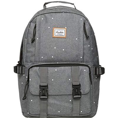 KAUKKO Schöner und durchdachter Rucksack mit Laptopfach für 15 Zoll Schule Uni 22L, Grauer Punkt Jnl-ks21, one size, Tagesrucksack KAUKKO Schöner und durchdachter Rucksack mit Laptopfach für 15 Zoll Schule Uni 22L, Grauer Punkt Jnl-ks21, one size, Tagesrucksack