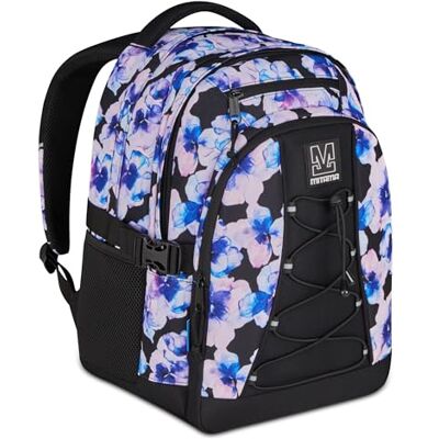 Mitama Schulrucksack für Schule, Oberstufe, #BDBF FloralBeat, drei Fächer, Extra Stauraum, Mädchen und Jungen, Trinkflaschenfach und Laptopfach, gepolstertes Rückenteil, violett Mitama Schulrucksack für Schule, Oberstufe, #BDBF FloralBeat, drei Fächer, Extra Stauraum, Mädchen und Jungen, Trinkflaschenfach und Laptopfach, gepolstertes Rückenteil, violett