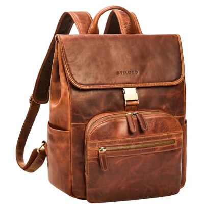 STILORD Santino Vintage Leder Rucksack Groß Daypack Cityrucksack Echt Leder Arbeitsrucksack Bürorucksack mit Laptopfach 15.6-16 Zoll Reiserucksack Damen & Herren Farbe:Kara Cognac STILORD Santino Vintage Leder Rucksack Groß Daypack Cityrucksack Echt Leder Arbeitsrucksack Bürorucksack mit Laptopfach 15.6-16 Zoll Reiserucksack Damen & Herren Farbe:Kara Cognac