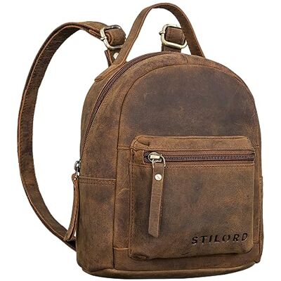 STILORD Tiny Mini Rucksack Damen Leder Rucksack Damen klein Cityrucksack Vintage Daypack Lederrucksack Kleiner Damenrucksack Echtleder Farbe:Montero braun STILORD Tiny Mini Rucksack Damen Leder Rucksack Damen klein Cityrucksack Vintage Daypack Lederrucksack Kleiner Damenrucksack Echtleder Farbe:Montero braun