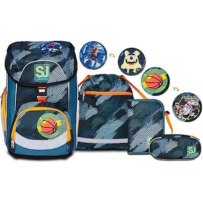 SJ GANG STYLE JAM GANG SJ Schulranzen Set 4-teilig Ergonomischer Schulrucksack, Ultraleichte Schultasche, 22 LT, ab 1. Klasse mit Mäppchen und Turnbeutel, Kinder Grundschule Mädchen Junge, grün/orange SJ GANG STYLE JAM GANG SJ Schulranzen Set 4-teilig Ergonomischer Schulrucksack, Ultraleichte Schultasche, 22 LT, ab 1. Klasse mit Mäppchen und Turnbeutel, Kinder Grundschule Mädchen Junge, grün/orange