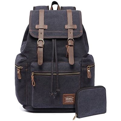 KAUKKO Vintage Rucksack für Damen und Herren, 04 Schwarz, one size, Tagesrucksack KAUKKO Vintage Rucksack für Damen und Herren, 04 Schwarz, one size, Tagesrucksack