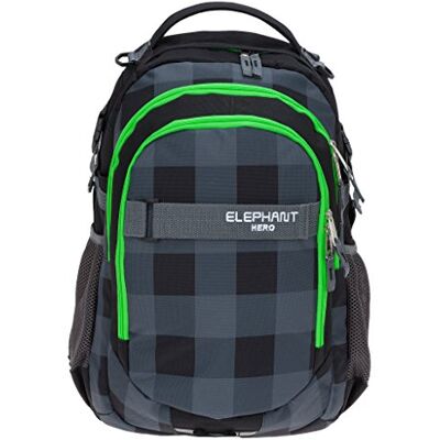 Elephant Schulrucksack HERO SIGNATURE Rucksack (12609 Plaid Green (Schwarz Grün)) Elephant Schulrucksack HERO SIGNATURE Rucksack (12609 Plaid Green (Schwarz Grün))