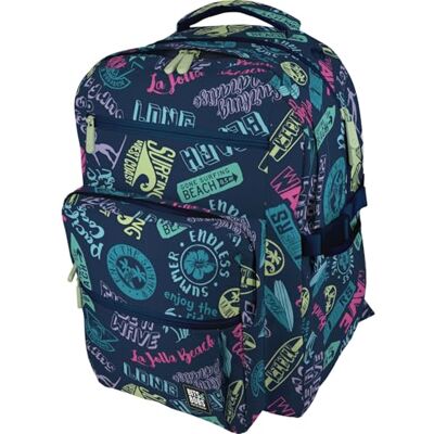 Grafoplás Großer Schulrucksack, 32 x 46 x 24 cm, 31 Liter, gepolsterter Bereich für Laptop, Modell Bigpack, Beach-Design, Bits&Bobs Pop Up Design, maximale Ergonomie, blau, XL, Für die Schule Grafoplás Großer Schulrucksack, 32 x 46 x 24 cm, 31 Liter, gepolsterter Bereich für Laptop, Modell Bigpack, Beach-Design, Bits&Bobs Pop Up Design, maximale Ergonomie, blau, XL, Für die Schule