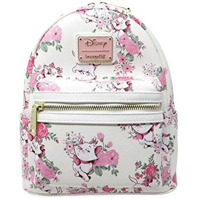 Loungefly x Disney The Aristocats Marie Floral Allover-Print Mini Backpack (White/Pink Multi, One Size) Rucksack Daypack Loungefly x Disney The Aristocats Marie Floral Allover-Print Mini Backpack (White/Pink Multi, One Size) Rucksack Daypack