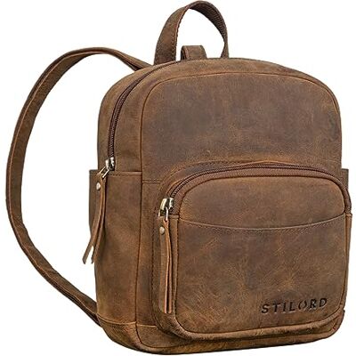 STILORD Gerda Mini Rucksack Damen Leder Vintage Daypack Kleiner Tagesrucksack Moderner City Backpack aus Hochwertigem Echtleder Farbe:vinto braun STILORD Gerda Mini Rucksack Damen Leder Vintage Daypack Kleiner Tagesrucksack Moderner City Backpack aus Hochwertigem Echtleder Farbe:vinto braun
