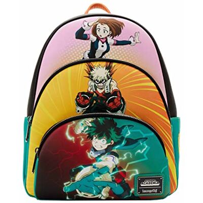 Loungefly My Hero Academia Mini-Rucksack mit drei Taschen Loungefly My Hero Academia Mini-Rucksack mit drei Taschen