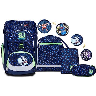 SJ GANG STYLE JAM GANG Schulranzen Set 4-teilig Ergonomischer Schulrucksack, Ultraleichte Schultasche, 22 LT, ab 1. Klasse mit Mäppchen und Turnbeutel, Kinder Grundschule, blau SJ GANG STYLE JAM GANG Schulranzen Set 4-teilig Ergonomischer Schulrucksack, Ultraleichte Schultasche, 22 LT, ab 1. Klasse mit Mäppchen und Turnbeutel, Kinder Grundschule, blau
