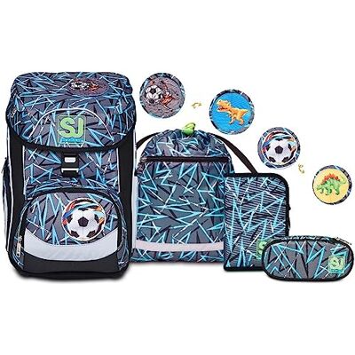 SJ GANG STYLE JAM GANG SJ Schulranzen Set 4-teilig Ergonomischer Schulrucksack, Ultraleichte Schultasche, 22 LT, ab 1. Klasse mit Mäppchen und Turnbeutel, Kinder Grundschule Mädchen Junge, grau/blau SJ GANG STYLE JAM GANG SJ Schulranzen Set 4-teilig Ergonomischer Schulrucksack, Ultraleichte Schultasche, 22 LT, ab 1. Klasse mit Mäppchen und Turnbeutel, Kinder Grundschule Mädchen Junge, grau/blau