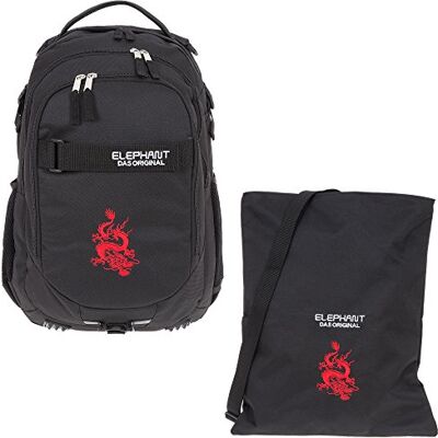 Elephant 2tlg. Set Schulrucksack Hero 12645 Dragon Schwarz + Turnbeutel Signature Mädchen Jungen Rucksack Schule Tasche Laptopfach Attach Bag Elephant 2tlg. Set Schulrucksack Hero 12645 Dragon Schwarz + Turnbeutel Signature Mädchen Jungen Rucksack Schule Tasche Laptopfach Attach Bag