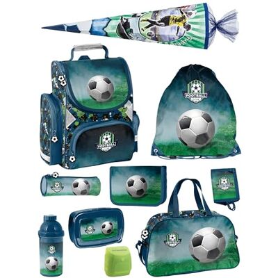 Familando Schulranzen Set 10-teilig mit Schultüte Fussball Ergonomisch, stabil & mit gepolstertem Rücken 1000g leicht 15L Volumen Mit Reflektoren Für Grundschule ab 1. Klasse Familando Schulranzen Set 10-teilig mit Schultüte Fussball Ergonomisch, stabil & mit gepolstertem Rücken 1000g leicht 15L Volumen Mit Reflektoren Für Grundschule ab 1. Klasse