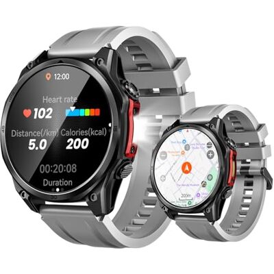 DOOGEE Anywise W1 Pro Herren Smartwatch, 5ATM Dual-Band-GPS, 1,43-Zoll-Display, Fitness Smartwatch kompatibel mit Android/iPhone, über 170 Sportmodi, Anrufe annehmen/tätigen, 12Tage Akkulaufzeit, 2 Armbänder DOOGEE Anywise W1 Pro Herren Smartwatch, 5ATM Dual-Band-GPS, 1,43-Zoll-Display, Fitness Smartwatch kompatibel mit Android/iPhone, über 170 Sportmodi, Anrufe annehmen/tätigen, 12Tage Akkulaufzeit, 2 Armbänder