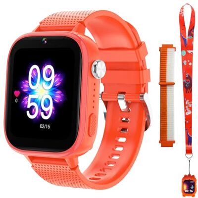 OKYUK 4G Smartwatch Kinder mit Telefon und GPS, Multifunktional Kinderuhr mit Videoanruf, Sportmodi, Wecker, Integrierter App Store, Kinder Smartwatch für Jungen und Mädchen (Orange) OKYUK 4G Smartwatch Kinder mit Telefon und GPS, Multifunktional Kinderuhr mit Videoanruf, Sportmodi, Wecker, Integrierter App Store, Kinder Smartwatch für Jungen und Mädchen (Orange)