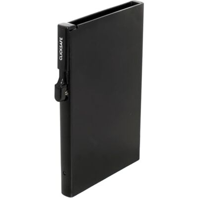 ClickSafe 955000 Tresor Slim, Kartenhalter aus Aluminium, Cardholder bietet Platz für bis zu 6 Karten, Slim Wallet, Click-Mechanismus, Kartenetui mit RFID Schutz, ca. 9,7 x 6,4 x 0,9 cm, Schwarz ClickSafe 955000 Tresor Slim, Kartenhalter aus Aluminium, Cardholder bietet Platz für bis zu 6 Karten, Slim Wallet, Click-Mechanismus, Kartenetui mit RFID Schutz, ca. 9,7 x 6,4 x 0,9 cm, Schwarz
