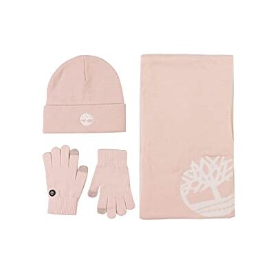 Timberland Damen Double Layer Scarf, Cuffed Magic Glove Gift Set Beanie-Mütze, Cameo Rose, Einheitsgröße Timberland Damen Double Layer Scarf, Cuffed Magic Glove Gift Set Beanie-Mütze, Cameo Rose, Einheitsgröße