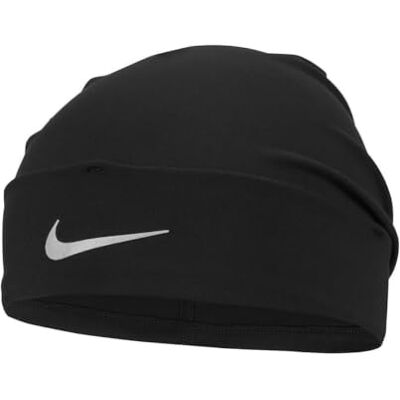 Nike Dri-Fit Peak Cuffed Beanie Sportmütze Running Training Fitness Beanie atmungsaktiv, Black/Silver, One Size Nike Dri-Fit Peak Cuffed Beanie Sportmütze Running Training Fitness Beanie atmungsaktiv, Black/Silver, One Size