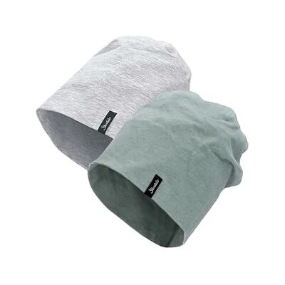 Sterntaler Multipack OCS Beanies – Doppelpack – Unisex Beanies aus Bio-Melange-Singlejersey – Zwei Tragevarianten – Farben Steingrün, Silber – weiche Kindermützen – Größe 55 Sterntaler Multipack OCS Beanies – Doppelpack – Unisex Beanies aus Bio-Melange-Singlejersey – Zwei Tragevarianten – Farben Steingrün, Silber – weiche Kindermützen – Größe 55