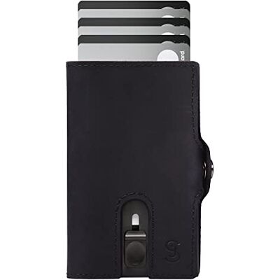 SLIMJACK Smart Wallet mit Münzfach Kreditkartenetui mit RFID-Schutz Geldbeutel für Herren Aluminium-Kartenhalter Smart Wallet für Karten & Münzen Schwarz Leder SLIMJACK Smart Wallet mit Münzfach Kreditkartenetui mit RFID-Schutz Geldbeutel für Herren Aluminium-Kartenhalter Smart Wallet für Karten & Münzen Schwarz Leder