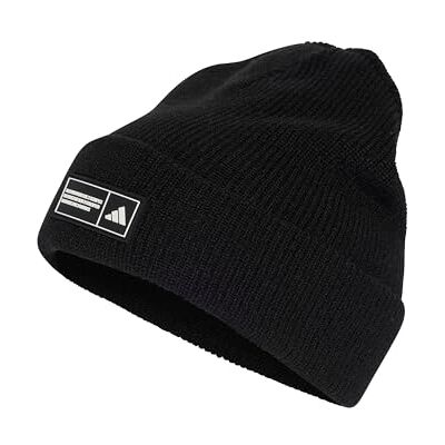 Adidas Unisex Essentials Label Beanie Cuffed Hat, Black/White, XXS-XS Adidas Unisex Essentials Label Beanie Cuffed Hat, Black/White, XXS-XS