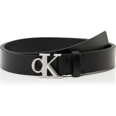 Calvin Damen Gürtel Monogram Plaque Buckle 3,0 cm Ledergürtel, Schwarz (Black), 95 cm Calvin Damen Gürtel Monogram Plaque Buckle 3,0 cm Ledergürtel, Schwarz (Black), 95 cm