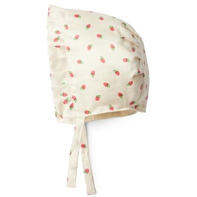 Amazon x Sofia Grainge Baby Mädchen Mütze mit Rüschenkrempe, Elfenbein Rosa Klein Erdbeeren, M Amazon x Sofia Grainge Baby Mädchen Mütze mit Rüschenkrempe, Elfenbein Rosa Klein Erdbeeren, M