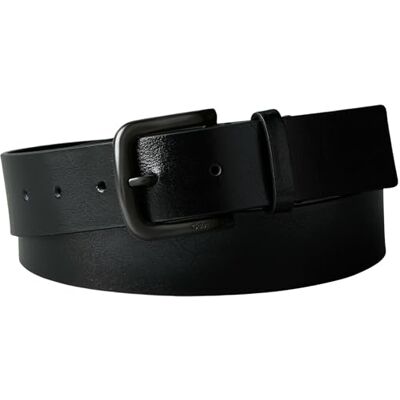 Calvin Herren Gürtel Round Buckle Tumbled 3,5 cm aus Leder, Schwarz (Black/Matte Black), 85 cm Calvin Herren Gürtel Round Buckle Tumbled 3,5 cm aus Leder, Schwarz (Black/Matte Black), 85 cm
