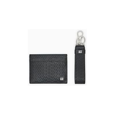 Armani Exchange Men's Essential, Embossed Monogram Texture Side metallic Logo Travel Accessory- Envelope Card Holder, Black, TU Armani Exchange Men's Essential, Embossed Monogram Texture Side metallic Logo Travel Accessory- Envelope Card Holder, Black, TU