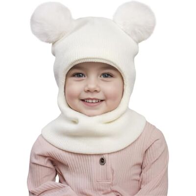 DRESHOW Kinder Wintermütze Warme Schal Schlupfmütze Strickmütze Baby Babymütze mit Bommel, Winddichte Kinder-Balaclava, Weiches Dehnbares Strickgewebe, Baby Warme Outdoor-Mütze DRESHOW Kinder Wintermütze Warme Schal Schlupfmütze Strickmütze Baby Babymütze mit Bommel, Winddichte Kinder-Balaclava, Weiches Dehnbares Strickgewebe, Baby Warme Outdoor-Mütze