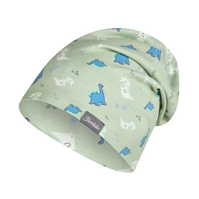 Sterntaler Beanie Dino – Bequeme Kindermütze aus Flammgarn-Jersey mit Dino-Motiv, Zwei Tragevarianten und UV-Schutz 50+, Eisgrün, Größe 47 Sterntaler Beanie Dino – Bequeme Kindermütze aus Flammgarn-Jersey mit Dino-Motiv, Zwei Tragevarianten und UV-Schutz 50+, Eisgrün, Größe 47