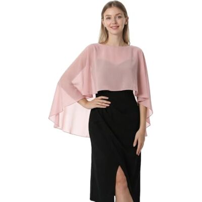 Hotshawl Capelets für Frauen Chiffon Cape Schals und Wraps für Abendkleid Hochzeit Umhänge Cover Up, Roségold, Einheitsgröße Hotshawl Capelets für Frauen Chiffon Cape Schals und Wraps für Abendkleid Hochzeit Umhänge Cover Up, Roségold, Einheitsgröße