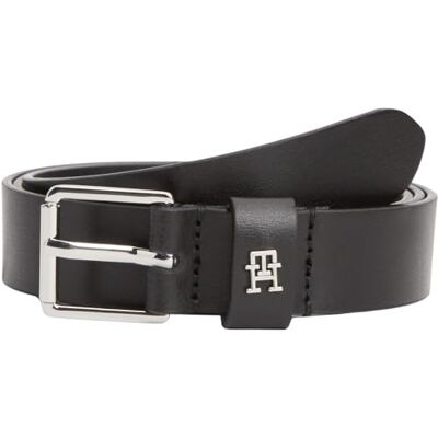 Tommy Hilfiger Damen Gürtel Square Silver 2,5 cm aus Leder, Schwarz (Black), 100 cm Tommy Hilfiger Damen Gürtel Square Silver 2,5 cm aus Leder, Schwarz (Black), 100 cm
