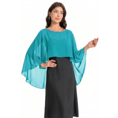 Baoqiya Damen-Capelett-Schals und Wraps für Abendkleider, weicher Brautjungfern-Schal, Chiffon-Umhang, Hochzeitsvertuschung, Türkis/Ausflug, einfarbig (Getaway Solids), Einheitsgröße Baoqiya Damen-Capelett-Schals und Wraps für Abendkleider, weicher Brautjungfern-Schal, Chiffon-Umhang, Hochzeitsvertuschung, Türkis/Ausflug, einfarbig (Getaway Solids), Einheitsgröße