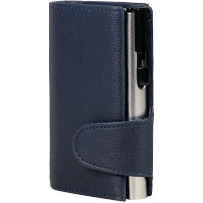 ClickSafe ® Kreditkartenetui mit Münzfach und Geldscheinfach aus blauem Kunstleder mit silbernem Aluminium Tresor und RFID Schutz (Kartenetui, Kartenhalter, Slim Wallet) ClickSafe ® Kreditkartenetui mit Münzfach und Geldscheinfach aus blauem Kunstleder mit silbernem Aluminium Tresor und RFID Schutz (Kartenetui, Kartenhalter, Slim Wallet)