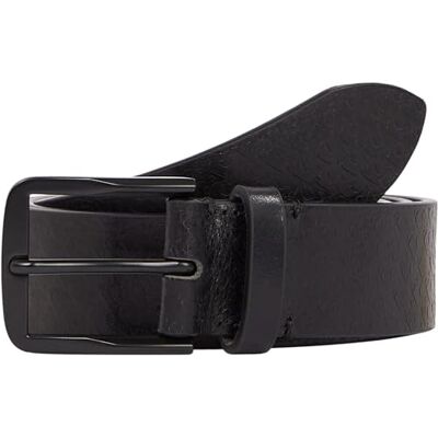 Calvin Herren Gürtel Classic Flat Belt aus Leder, Schwarz (Black/Allover Print), 90 cm Calvin Herren Gürtel Classic Flat Belt aus Leder, Schwarz (Black/Allover Print), 90 cm