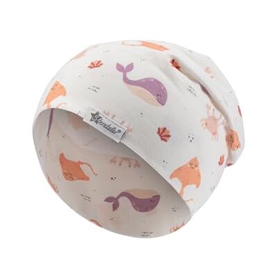 Sterntaler Beanie Unterwasser Weiche Baby Mütze aus Flammgarn Jersey mit Allover Druck Meerestiere Mädchen Mütze variabel tragbar Baby und Kinder Übergangsmütze, Ecru, Größe 43 Sterntaler Beanie Unterwasser Weiche Baby Mütze aus Flammgarn Jersey mit Allover Druck Meerestiere Mädchen Mütze variabel tragbar Baby und Kinder Übergangsmütze, Ecru, Größe 43