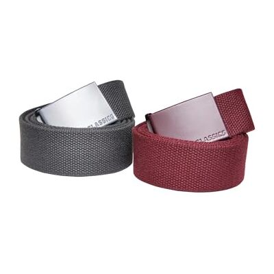 Urban Classics Unisex Gürtel Colored Buckle Canvas Belt 2-Pack bordeaux/charcoal S/M Urban Classics Unisex Gürtel Colored Buckle Canvas Belt 2-Pack bordeaux/charcoal S/M