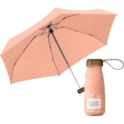 Le Monde du Parapluie Mini Regenschirm 5 Klappschirm Schirm UV-Schutz UPF 50+ UV Schutz Leicht und kompakt Reiseformat Tasche Winddicht Holzgriff mit Stoffbezug Sonnenuntergangskoralle Le Monde du Parapluie Mini Regenschirm 5 Klappschirm Schirm UV-Schutz UPF 50+ UV Schutz Leicht und kompakt Reiseformat Tasche Winddicht Holzgriff mit Stoffbezug Sonnenuntergangskoralle