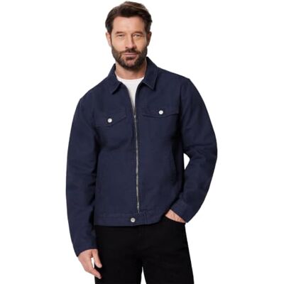 Amazon Herren Trucker-Jacke aus Baumwolldrillich mit Reißverschluss Vorne, Marineblau, M Amazon Herren Trucker-Jacke aus Baumwolldrillich mit Reißverschluss Vorne, Marineblau, M