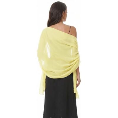 Baoqiya Schal und Wickeltücher für Damen für Abendkleid, Chiffon, weich, elegant, seidig, Pashmina, Hochzeit, Brautschal, gelb, Length(79") * Width(19") Baoqiya Schal und Wickeltücher für Damen für Abendkleid, Chiffon, weich, elegant, seidig, Pashmina, Hochzeit, Brautschal, gelb, Length(79") * Width(19")