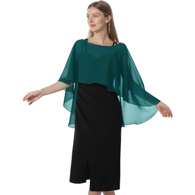 Hotshawl Capelets für Frauen Chiffon Cape Schals und Wraps für Abendkleid Hochzeit Umhänge Cover Up, Blaugrün/Ein Hauch von Paradies (Trace of Paradise), Einheitsgröße Hotshawl Capelets für Frauen Chiffon Cape Schals und Wraps für Abendkleid Hochzeit Umhänge Cover Up, Blaugrün/Ein Hauch von Paradies (Trace of Paradise), Einheitsgröße