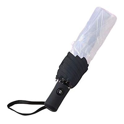 Hacoly transparent Regenschirm Kunststoff durchsichtig Taschenschirm automatischem Knopf Sturmfest Schirm, klein, leicht kompakt, windsicher, stabil,23 * 5cm -Schwarz Hacoly transparent Regenschirm Kunststoff durchsichtig Taschenschirm automatischem Knopf Sturmfest Schirm, klein, leicht kompakt, windsicher, stabil,23 * 5cm -Schwarz