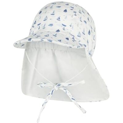 Sterntaler Schirmmütze Nackenschutz Boote – Sommermütze aus Baumwolle mit Print, Bindeband, Gummizug und weichem Bio-Innenfutter – Weiß, Größe 51 Sterntaler Schirmmütze Nackenschutz Boote – Sommermütze aus Baumwolle mit Print, Bindeband, Gummizug und weichem Bio-Innenfutter – Weiß, Größe 51