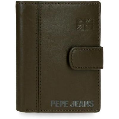 Pepe Jeans Cortland Vertikale Geldbörse mit Klickverschluss, Grün, 8,5 x 10,5 x 1 cm, Leder von Joumma Bags Pepe Jeans Cortland Vertikale Geldbörse mit Klickverschluss, Grün, 8,5 x 10,5 x 1 cm, Leder von Joumma Bags
